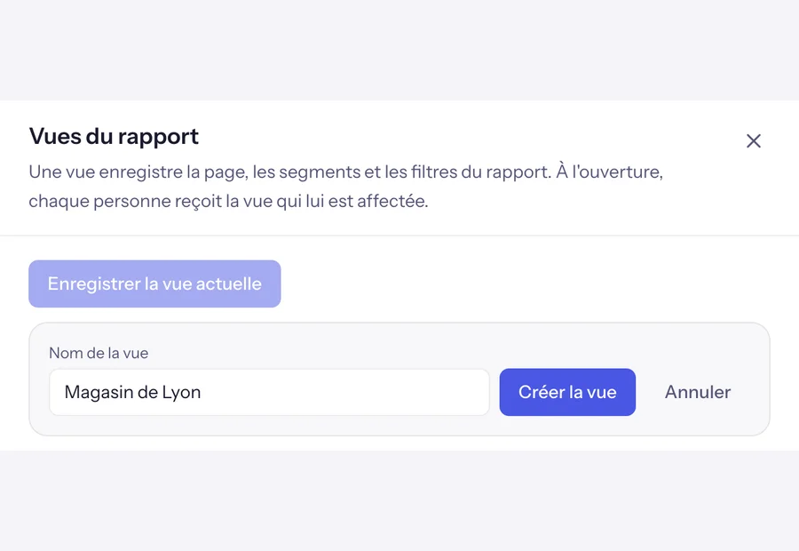 Vues et envois programmés dans Drivn : une vue « Magasin de Lyon » attribuée, puis un envoi PDF chaque lundi à 6 h