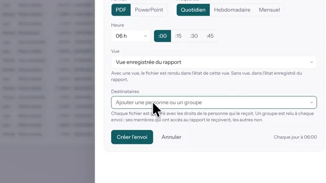 Un envoi programmé quotidien à 6 h, au format PDF