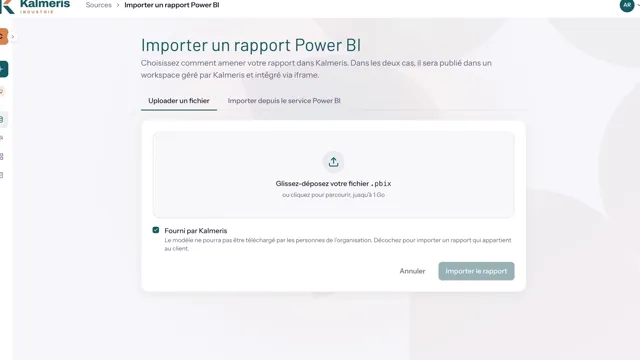 L'écran d'import d'un fichier Power BI